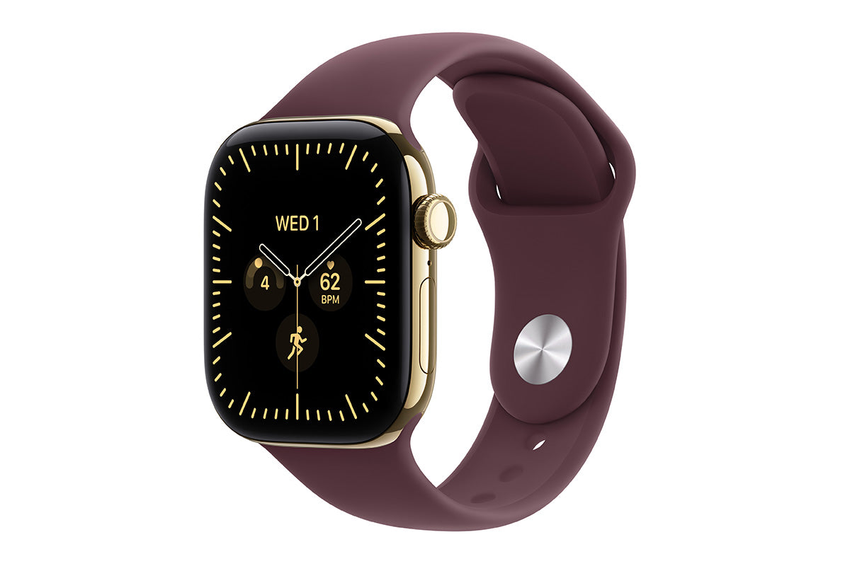 Apple Watch Series 12 | GPS + Cellular | 46mm | Radiant Gold Titanium | Burgundy Sport Band | S/M