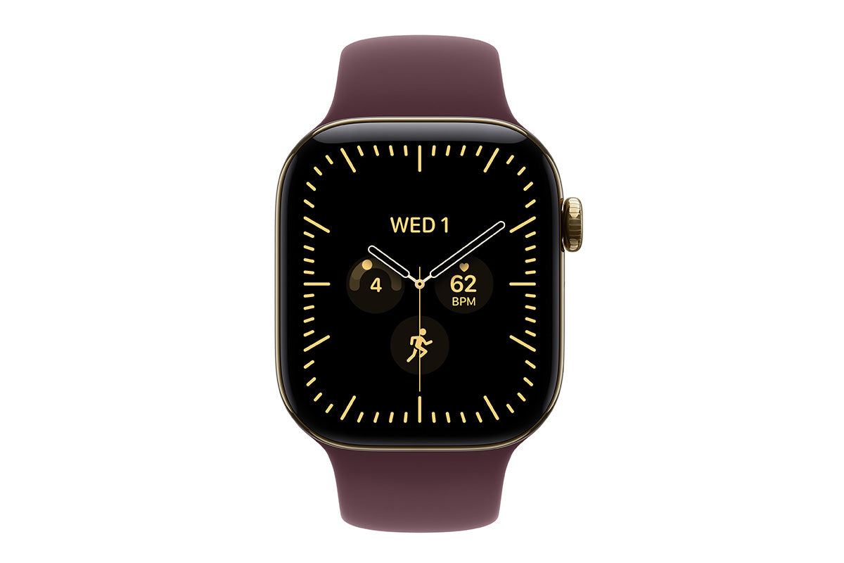 Apple Watch Series 12 | GPS + Cellular | 46mm | Radiant Gold Titanium | Burgundy Sport Band | S/M-2