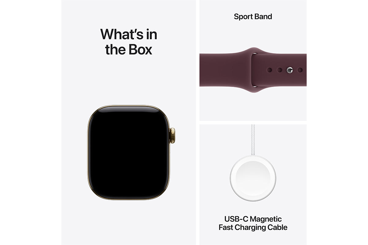Apple Watch Series 12 | GPS + Cellular | 46mm | Radiant Gold Titanium | Burgundy Sport Band | M/L-7