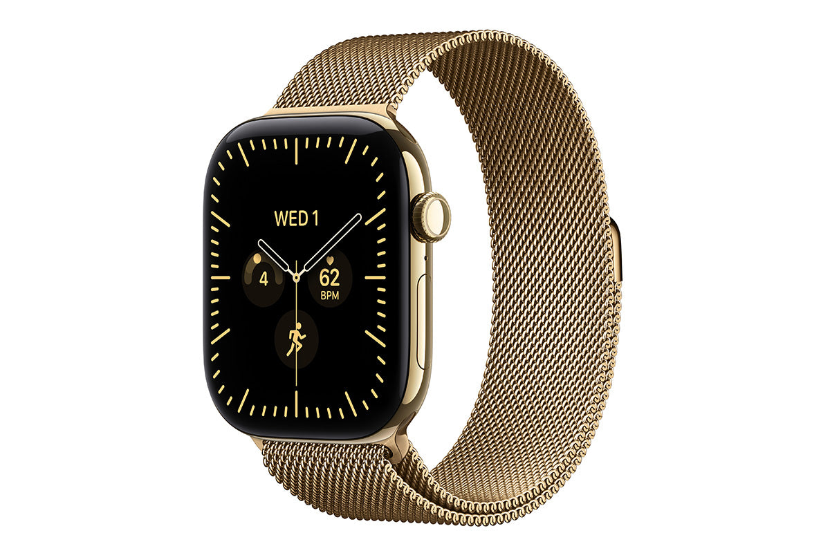 Apple Watch Series 12 | GPS + Cellular | 46mm | Radiant Gold Titanium | Radiant Gold Milanese Loop | S/M