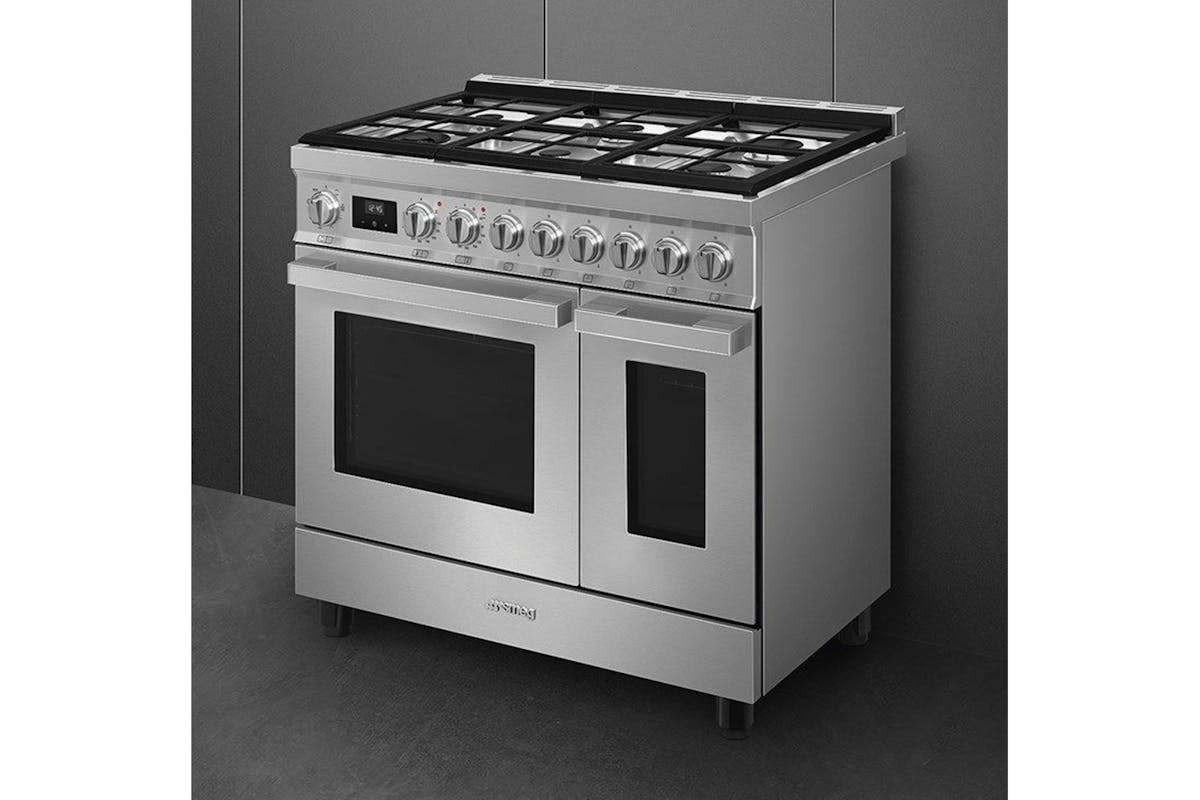 Smeg 90cm Portofino Dual Fuel Range Cooker | CPF92GMX | Stainless Steel-6