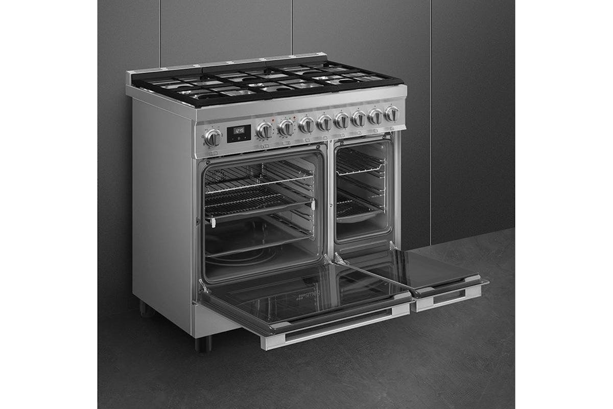 Smeg 90cm Portofino Dual Fuel Range Cooker | CPF92GMX | Stainless Steel-7