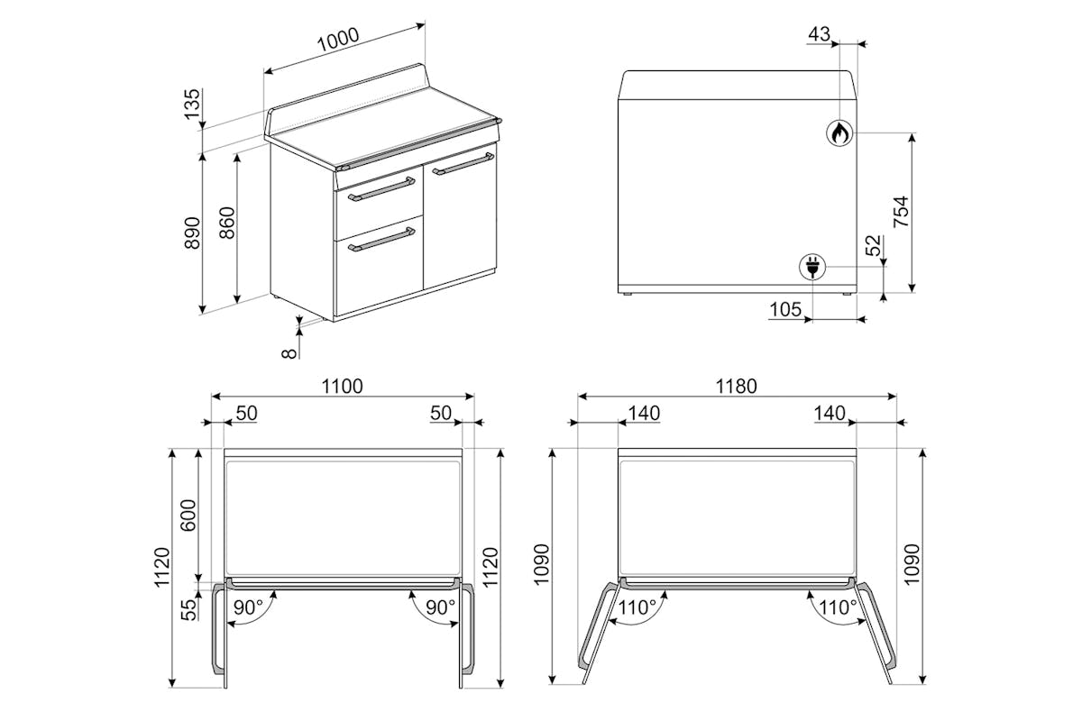 Smeg 100cm Victoria Dual Fuel Range Cooker | TR103GR | Slate Grey-4