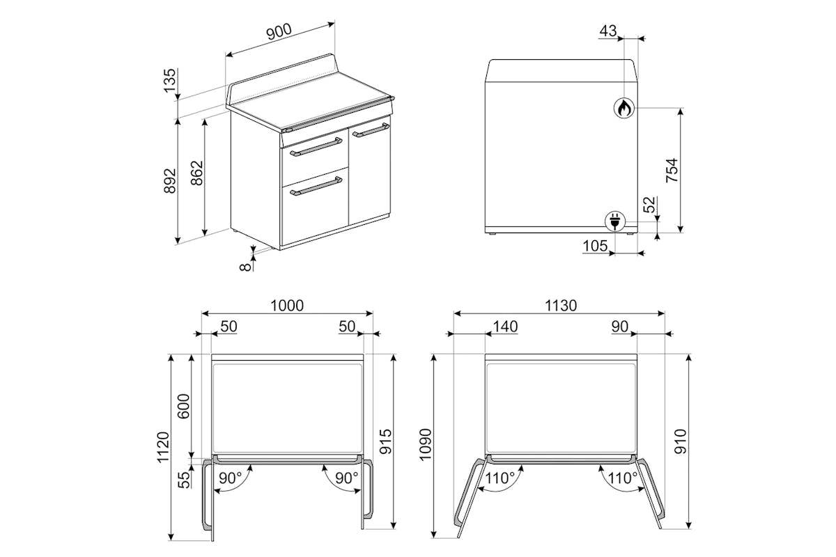 Smeg 90cm Dual Fuel Range Cooker | TR93GR | Slate Grey-4