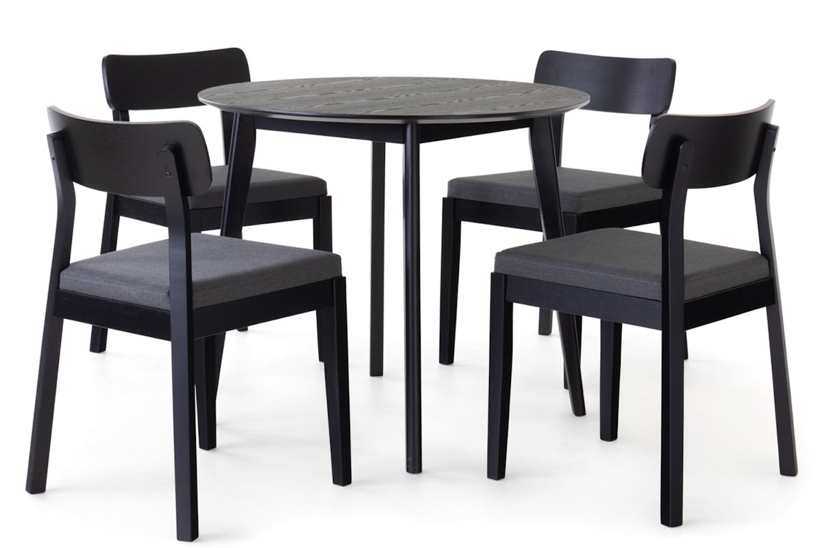 Raven Dining Set | Table & 4 Chairs | Black-2