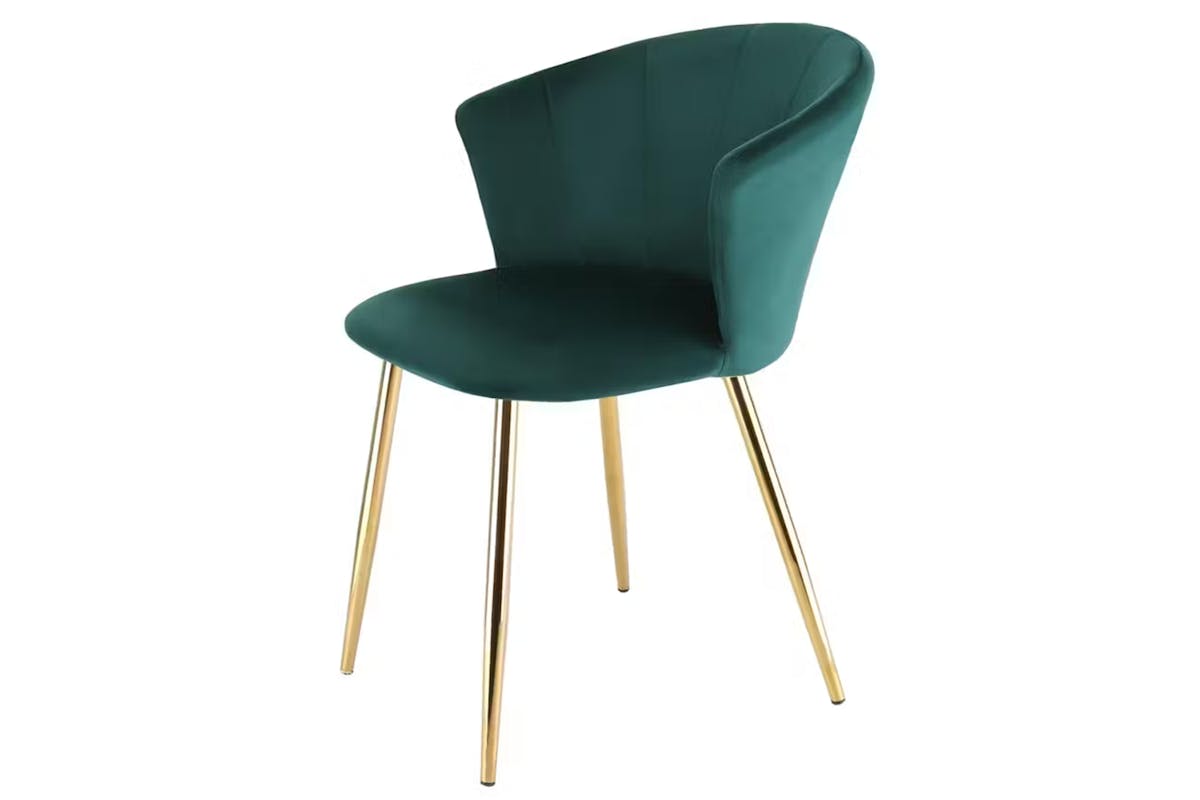 Raygar Ella Dining Chair | Velvet | Gold Legs | Green-4
