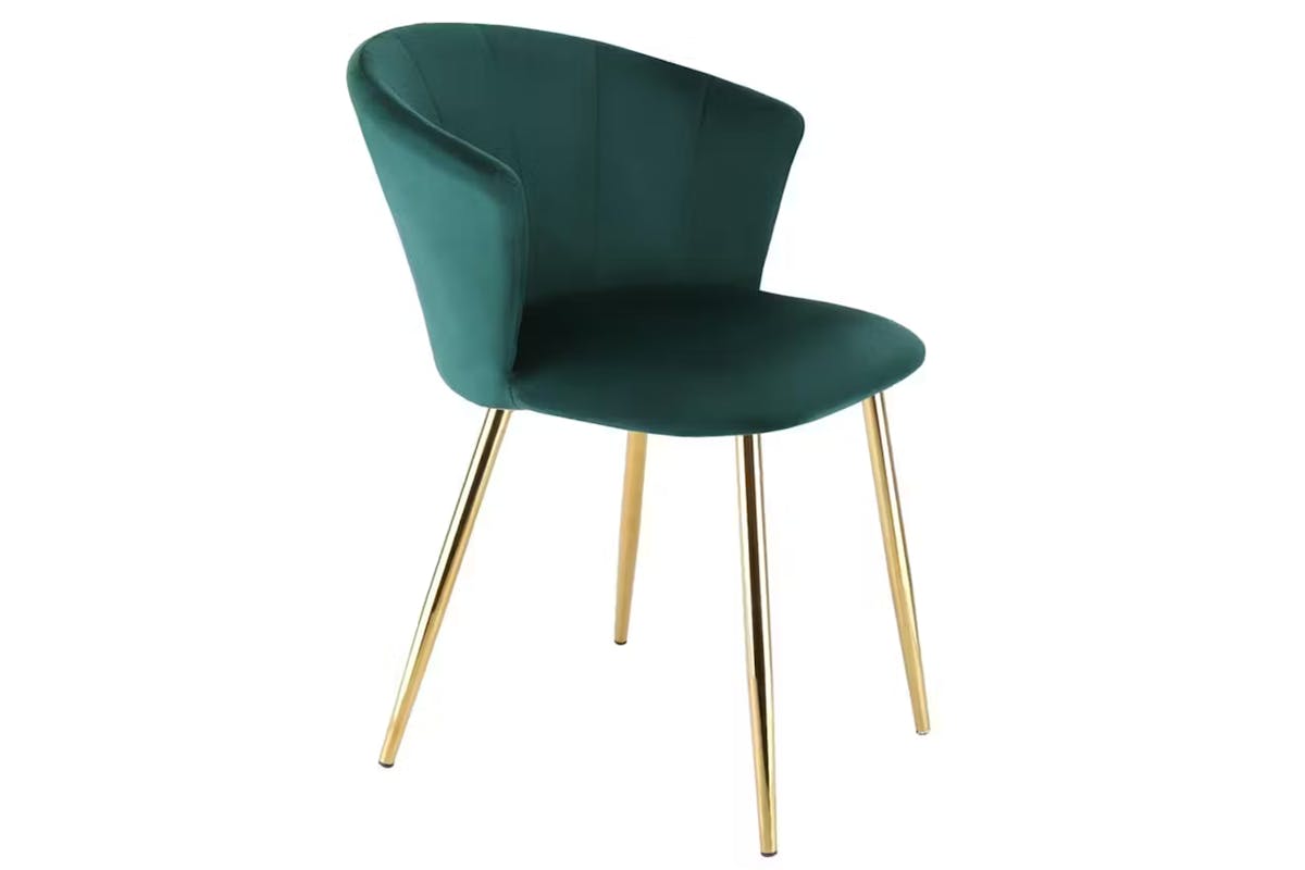Raygar Ella Dining Chair | Velvet | Gold Legs | Green-2