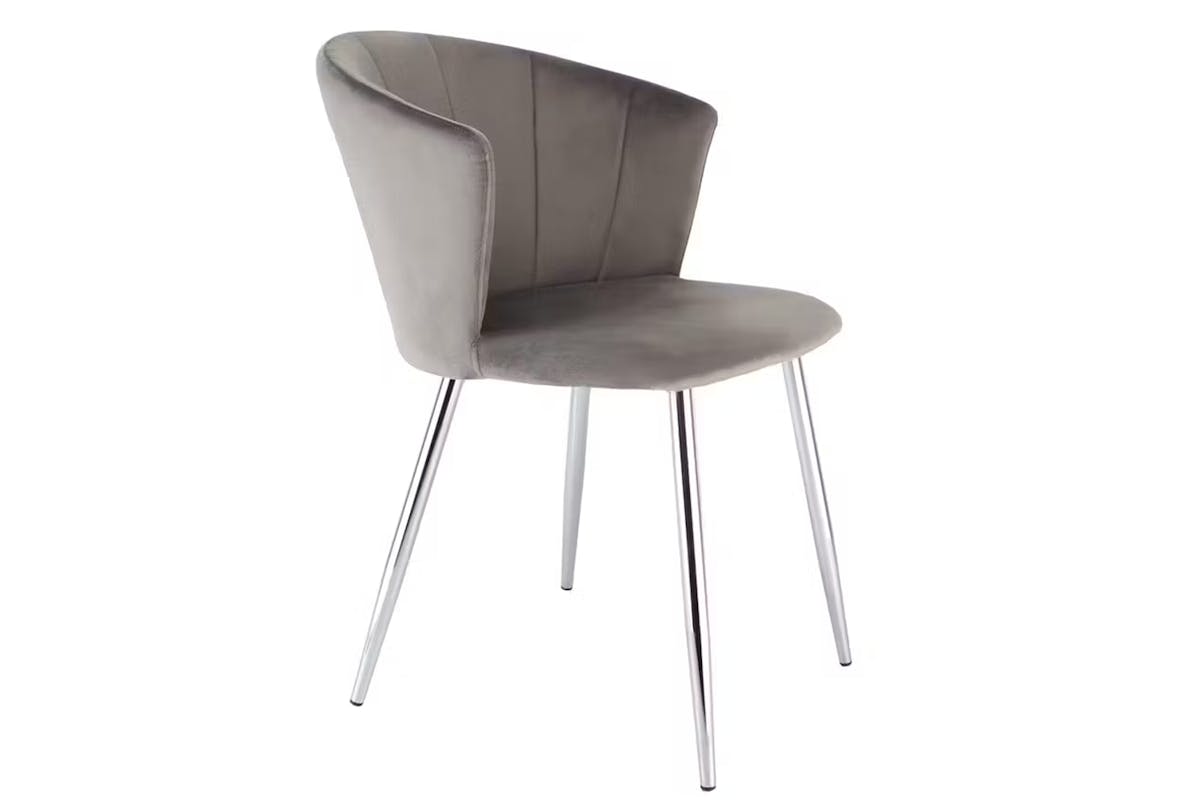 Raygar Ella Dining Chair | Velvet | Silver Legs | Grey-2