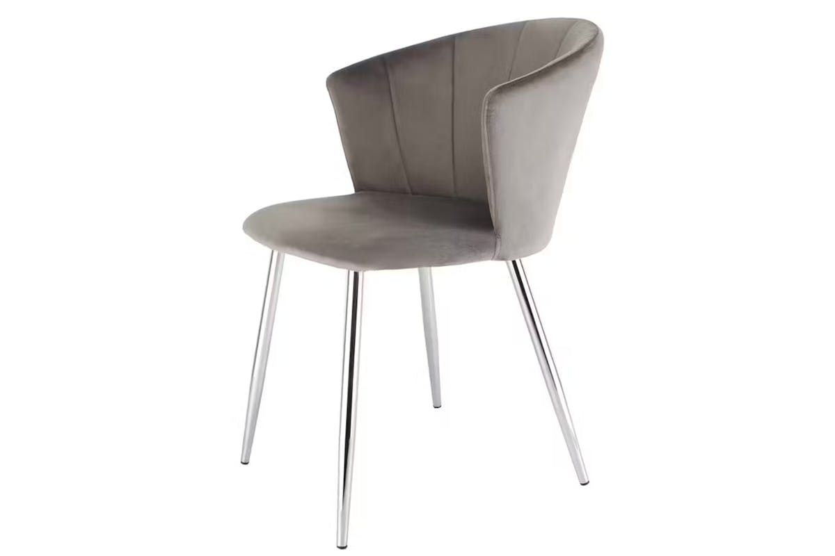 Raygar Ella Dining Chair | Velvet | Silver Legs | Grey-3