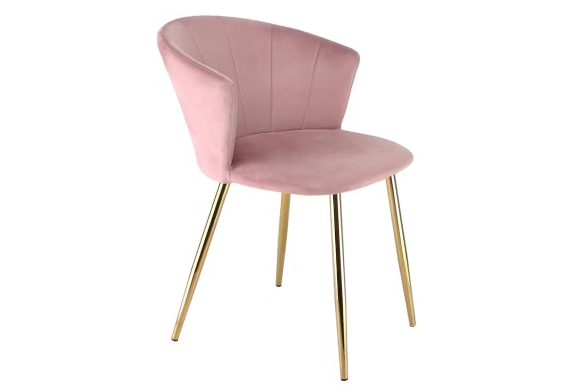 Raygar Ella Dining Chair | Velvet | Gold Legs | Pink-2