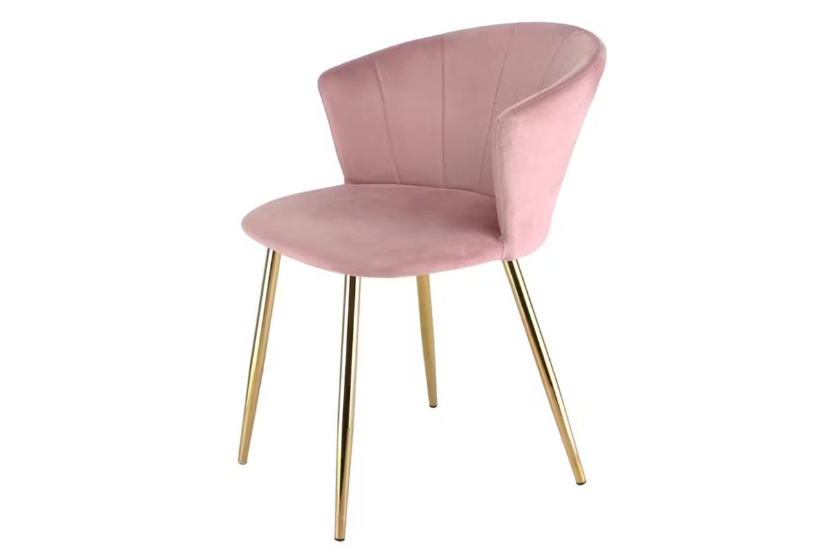 Raygar Ella Dining Chair | Velvet | Gold Legs | Pink-3