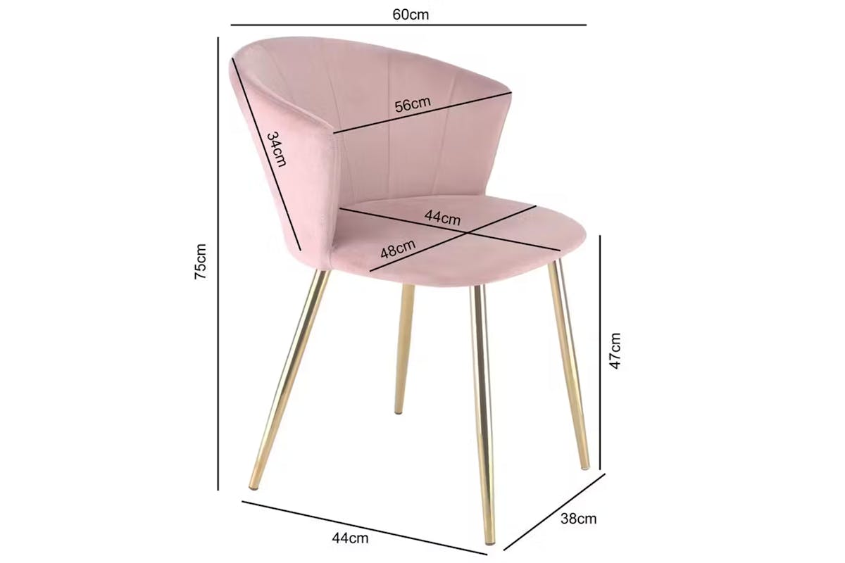 Raygar Ella Dining Chair | Velvet | Gold Legs | Pink-7