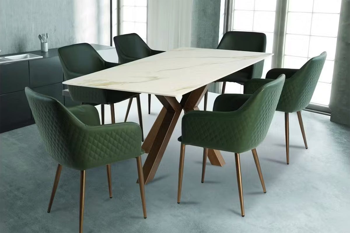 Regency Dining Chairs | Leather | Dark Green | Set of 2-2