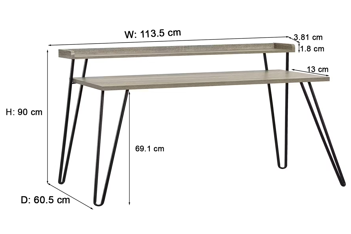 Dorel Haven Retro Desk with Riser | Grey Oak-3