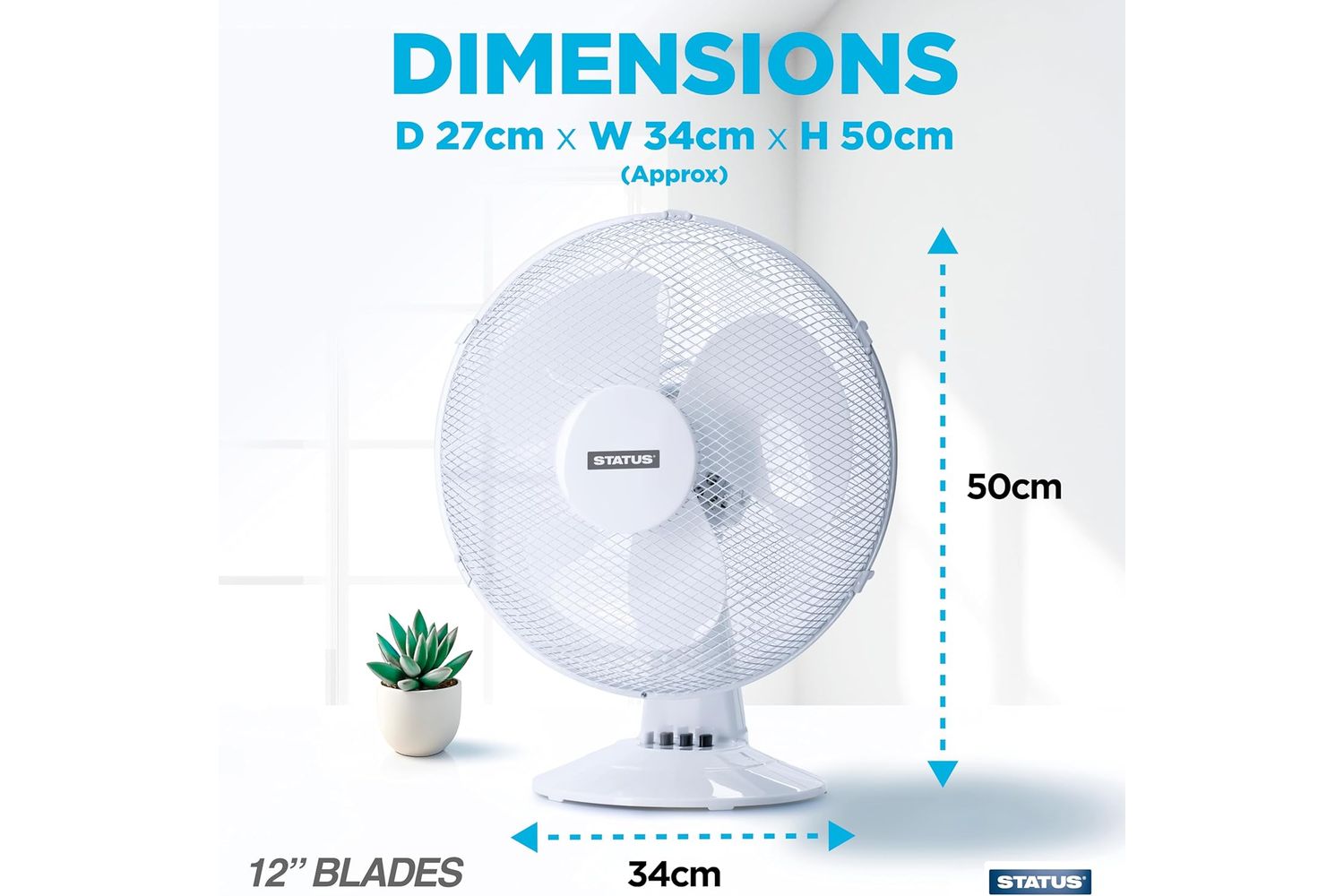 Status 16 White Desk Fan-2