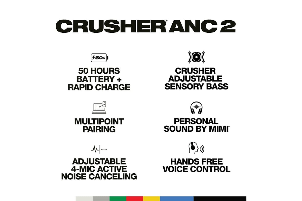 Skullcandy Crusher ANC 2 Sensory Bass Headphones with Active Noise Cancelling | True Black-5