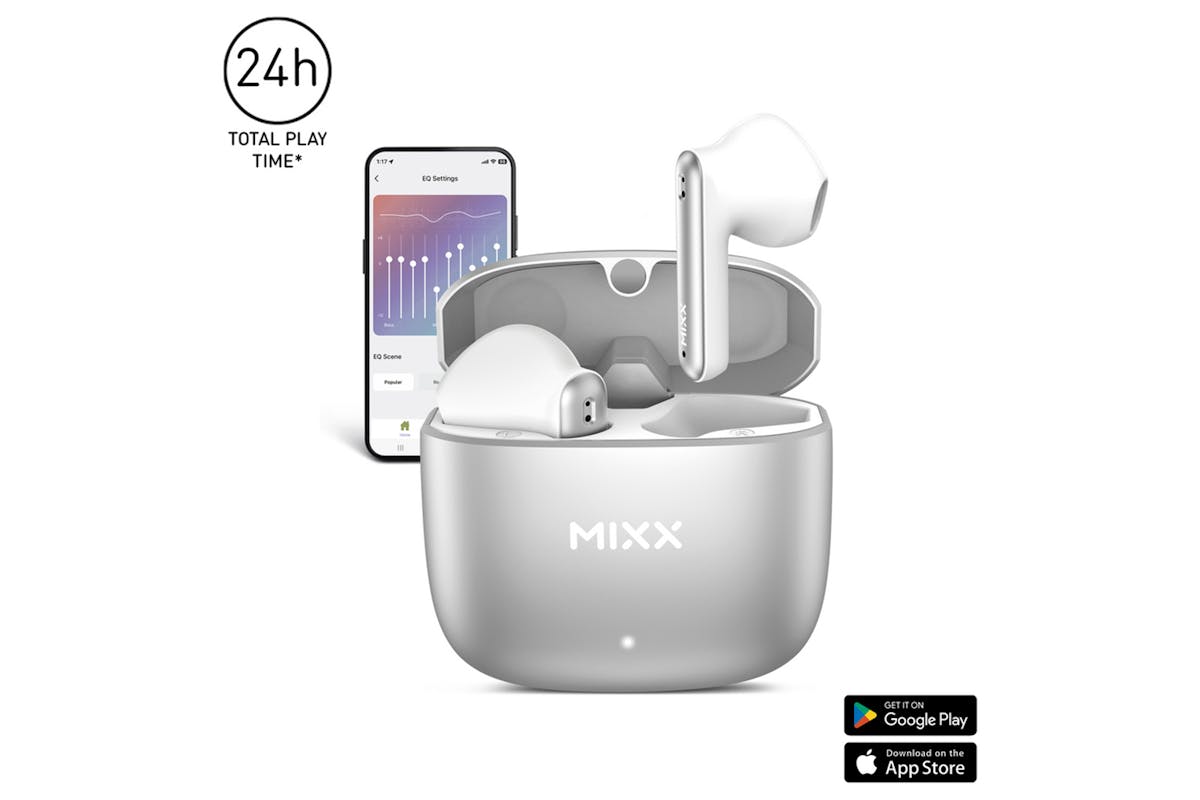 Mixx StreamBuds Custom 2 True Wireless Earbuds | Silver White-2