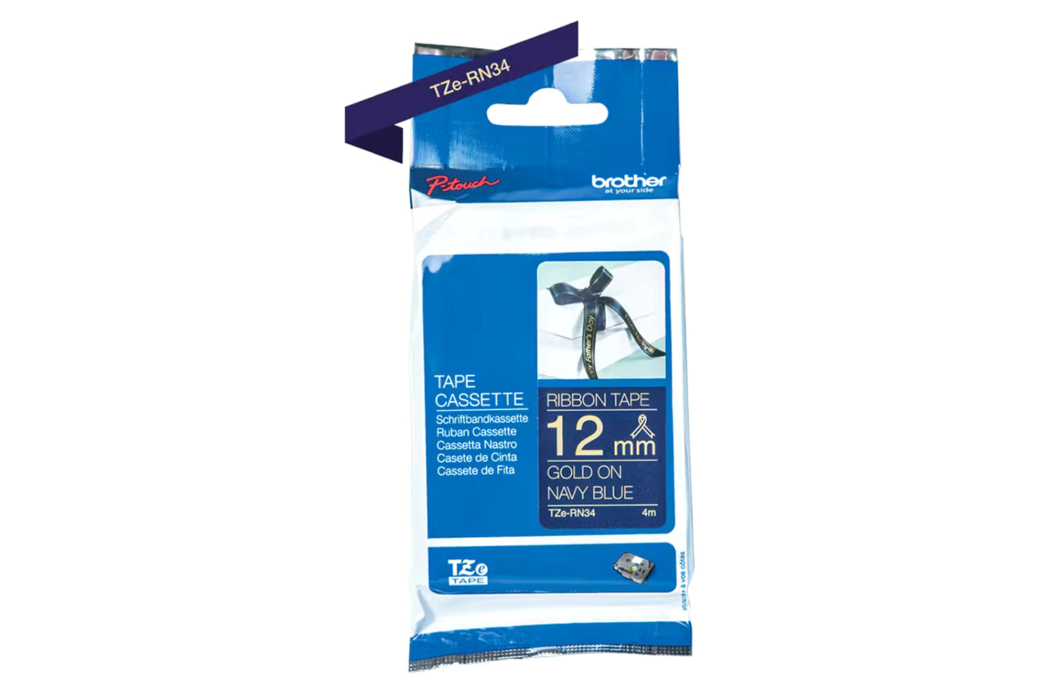 Brother SBRO0875 12mm Ribbon Tape Cassette | Gold on Navy Blue-2