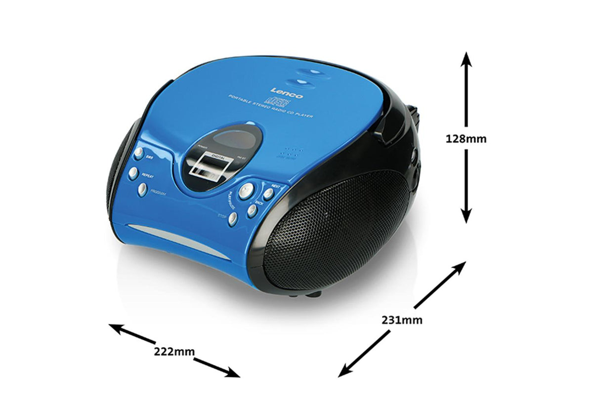 Lenco | Blue/Black | Portable FM Radio with CD Player-5