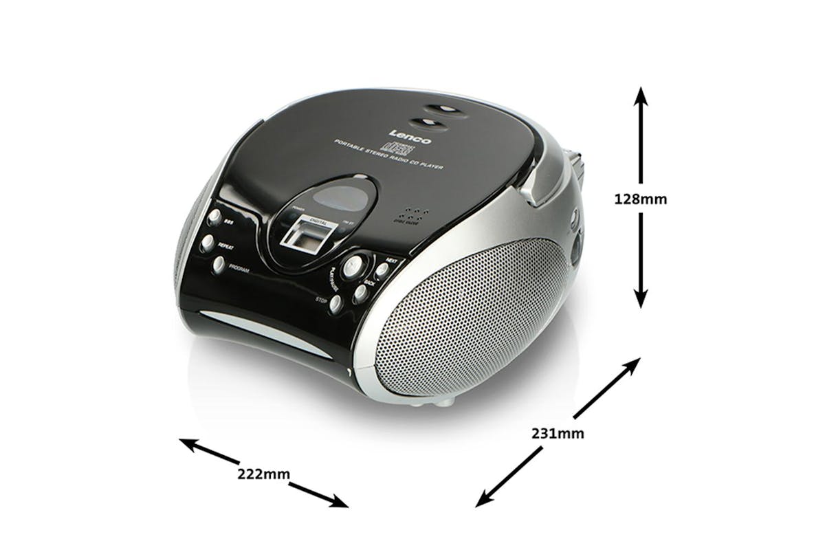 Lenco | Black/silver | Portable FM Radio With CD | Compact Size-5