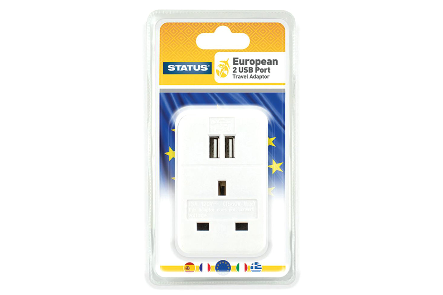 Status European 2X USB Travel Adapter