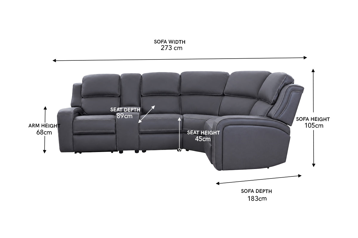 Shobi Corner Sofa | Medium | Power Recliner | Fabric | Grey-3