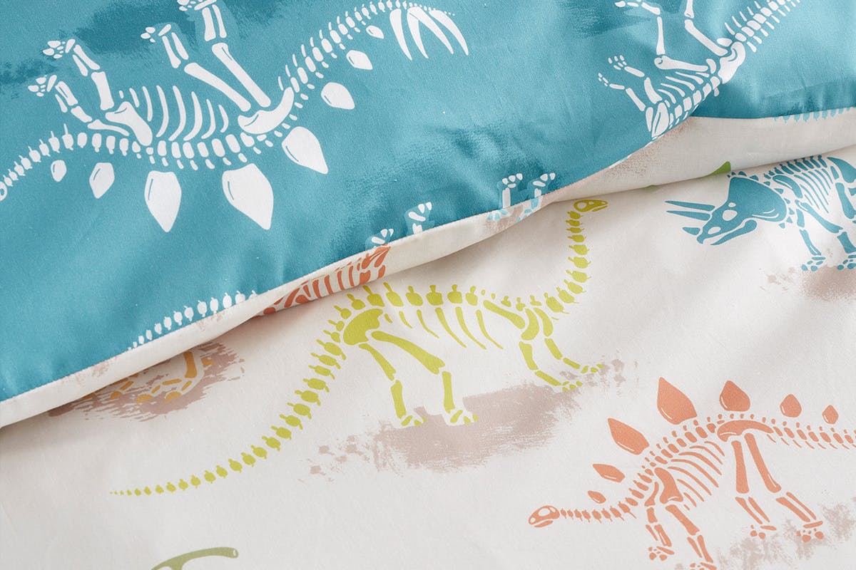 Bedlam | Skeleton Dino Duvet Cover Set | Multicolour | Single-4