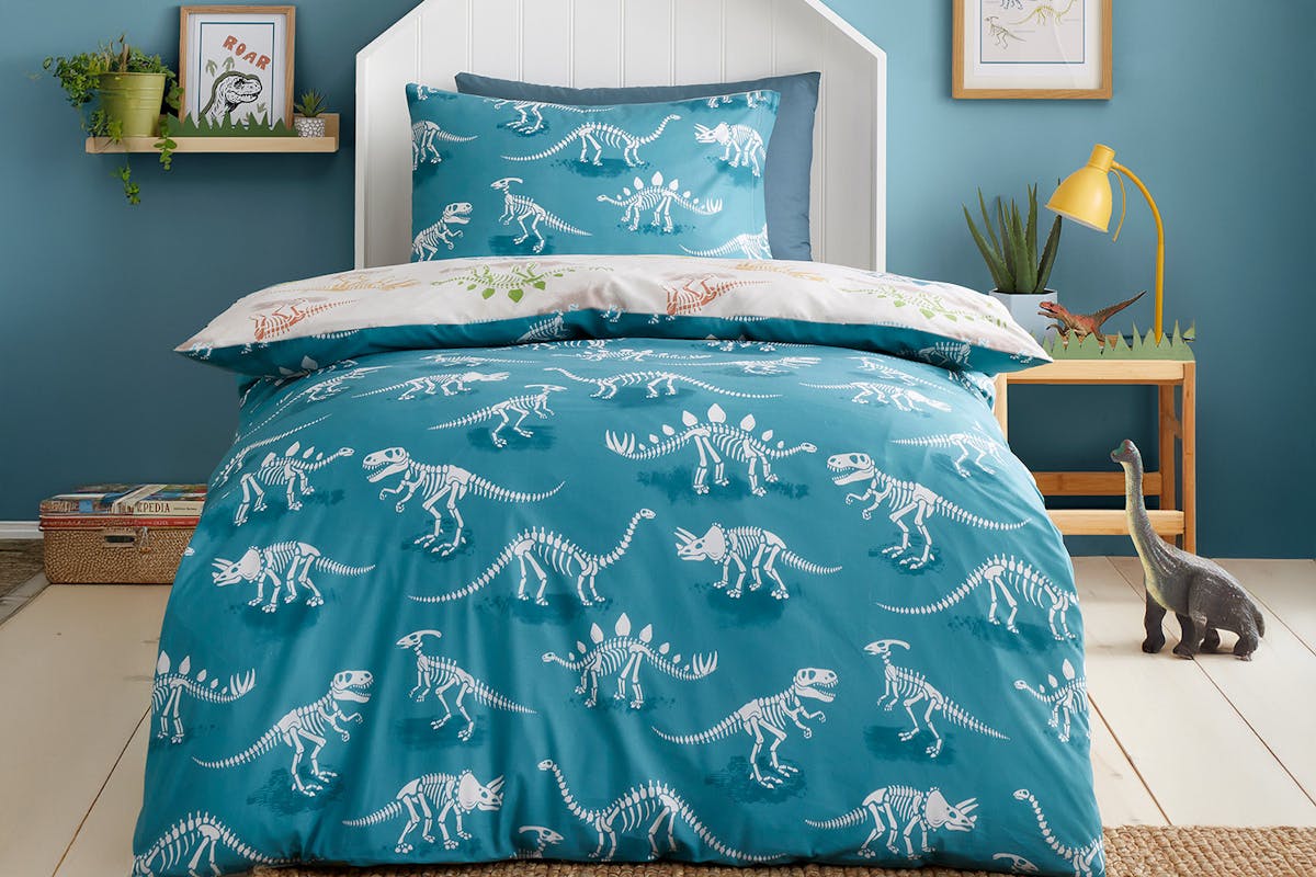 Bedlam | Skeleton Dino Duvet Cover Set | Multicolour | Double-2