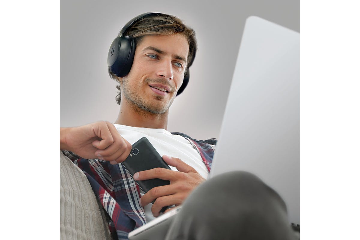 Mixx StreamQ Surround Active Noise Cancelling Over Ear Wireless Headphones | SQTV-BK-BK-400-2