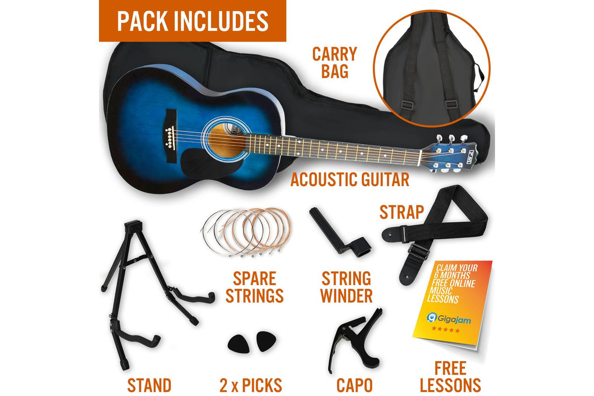 3rd Avenue Acoustic Guitar Premium Pack - Blueburst-3