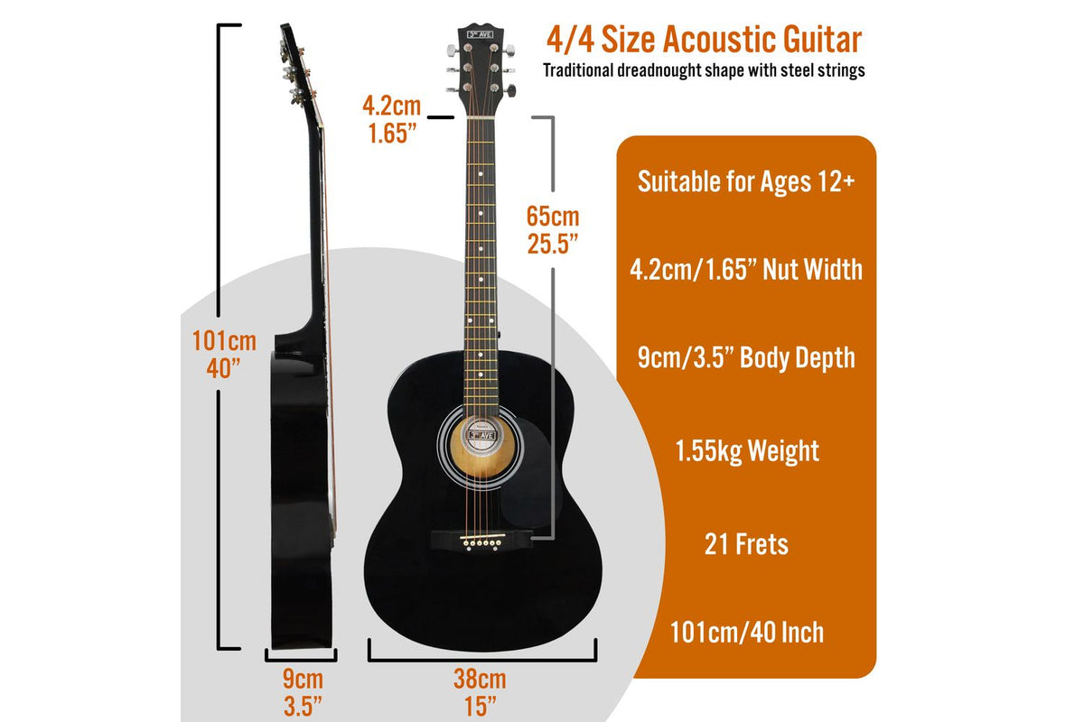 3rd Avenue Acoustic Guitar Premium Pack - Black-2