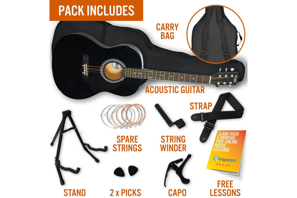 3rd Avenue Acoustic Guitar Premium Pack - Black-3