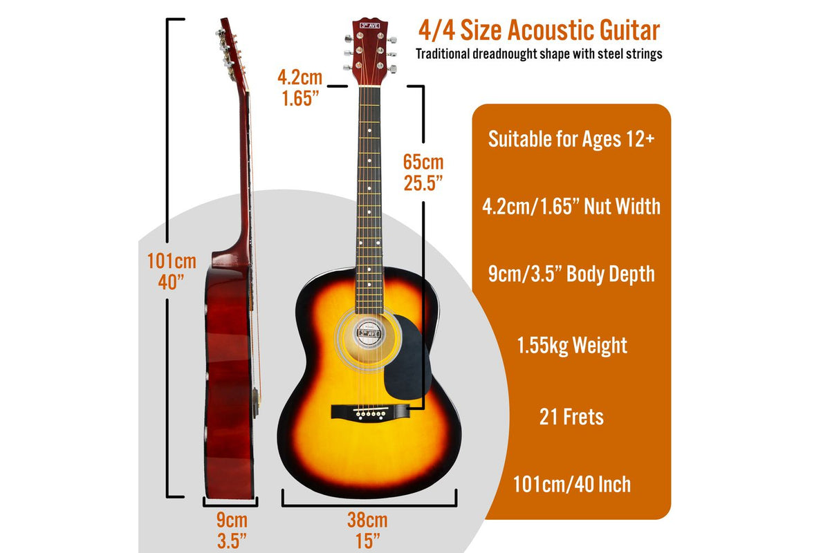 3rd Avenue Acoustic Guitar Premium Pack - Sunburst-2