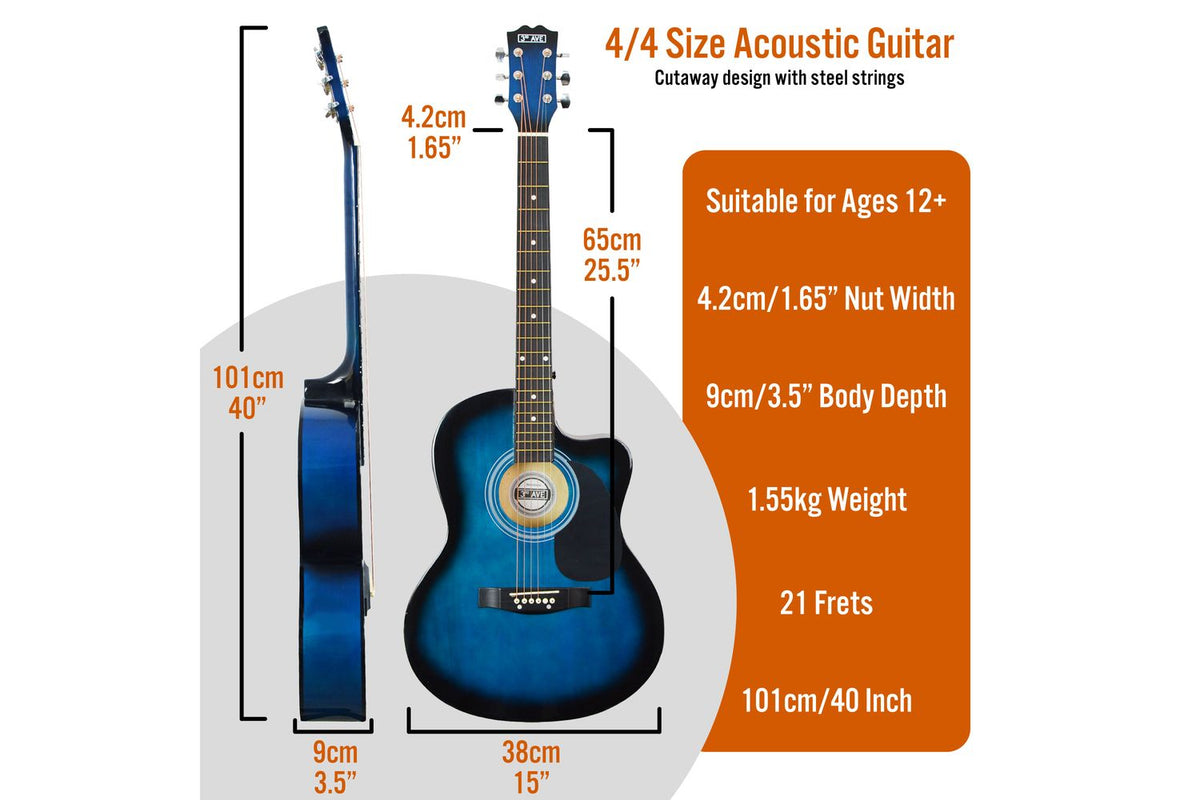 3rd Avenue Cutaway Acoustic Guitar Pack - Blueburst-2