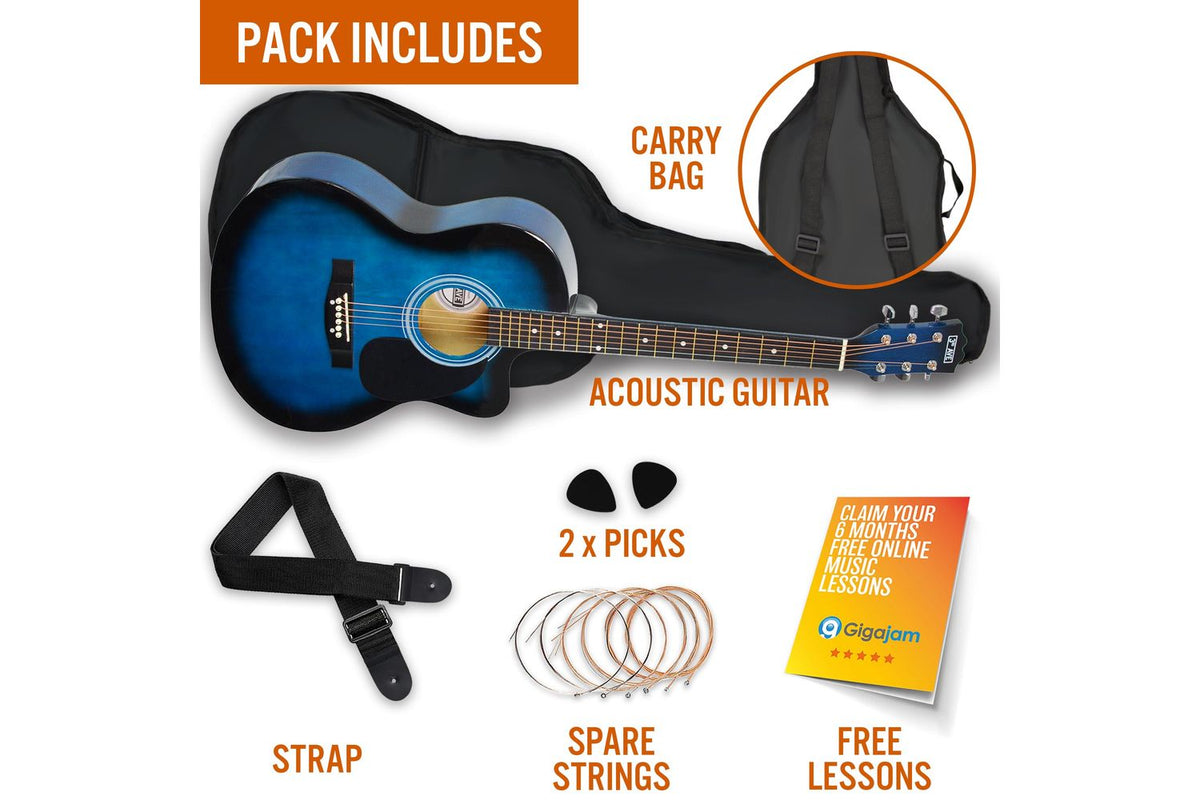 3rd Avenue Cutaway Acoustic Guitar Pack - Blueburst-3