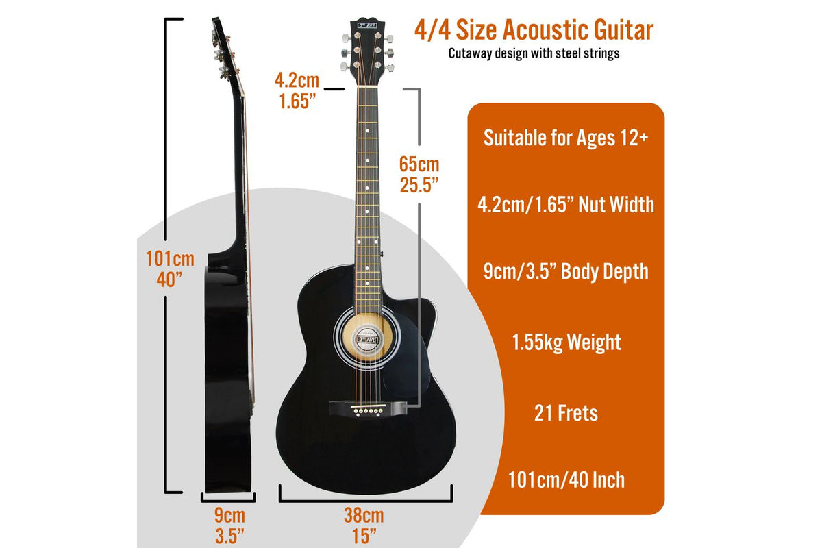 3rd Avenue Cutaway Acoustic Guitar Pack - Black-2