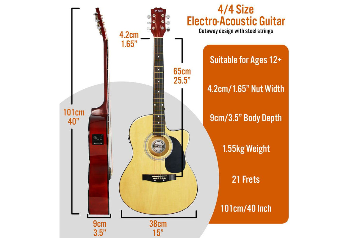 3rd Avenue Cutaway Electro Acoustic Guitar Pack Natural-2