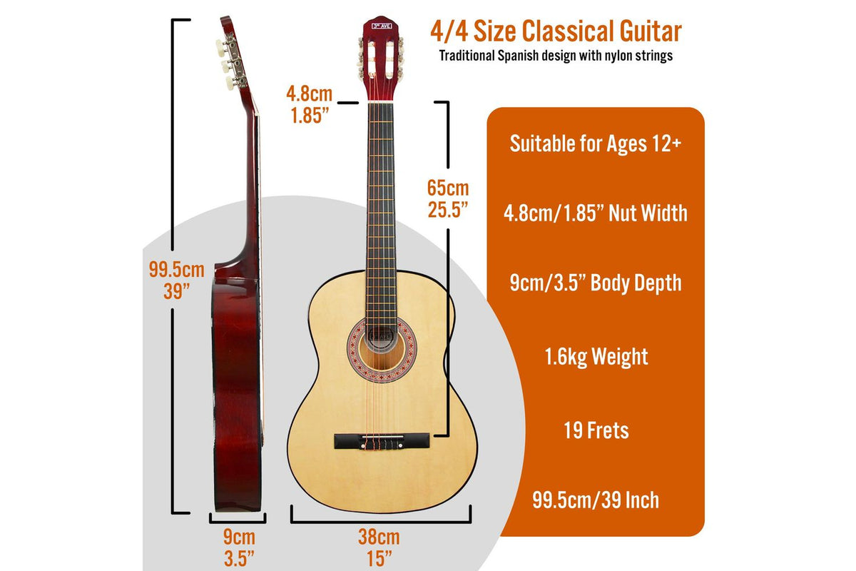 3rd Avenue Full Size Classical Guitar Pack - Natural-2