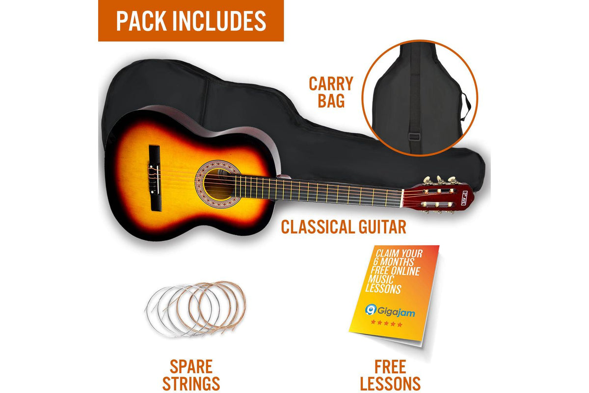 3rd Avenue Full Size Classical Guitar Pack - Sunburst-3