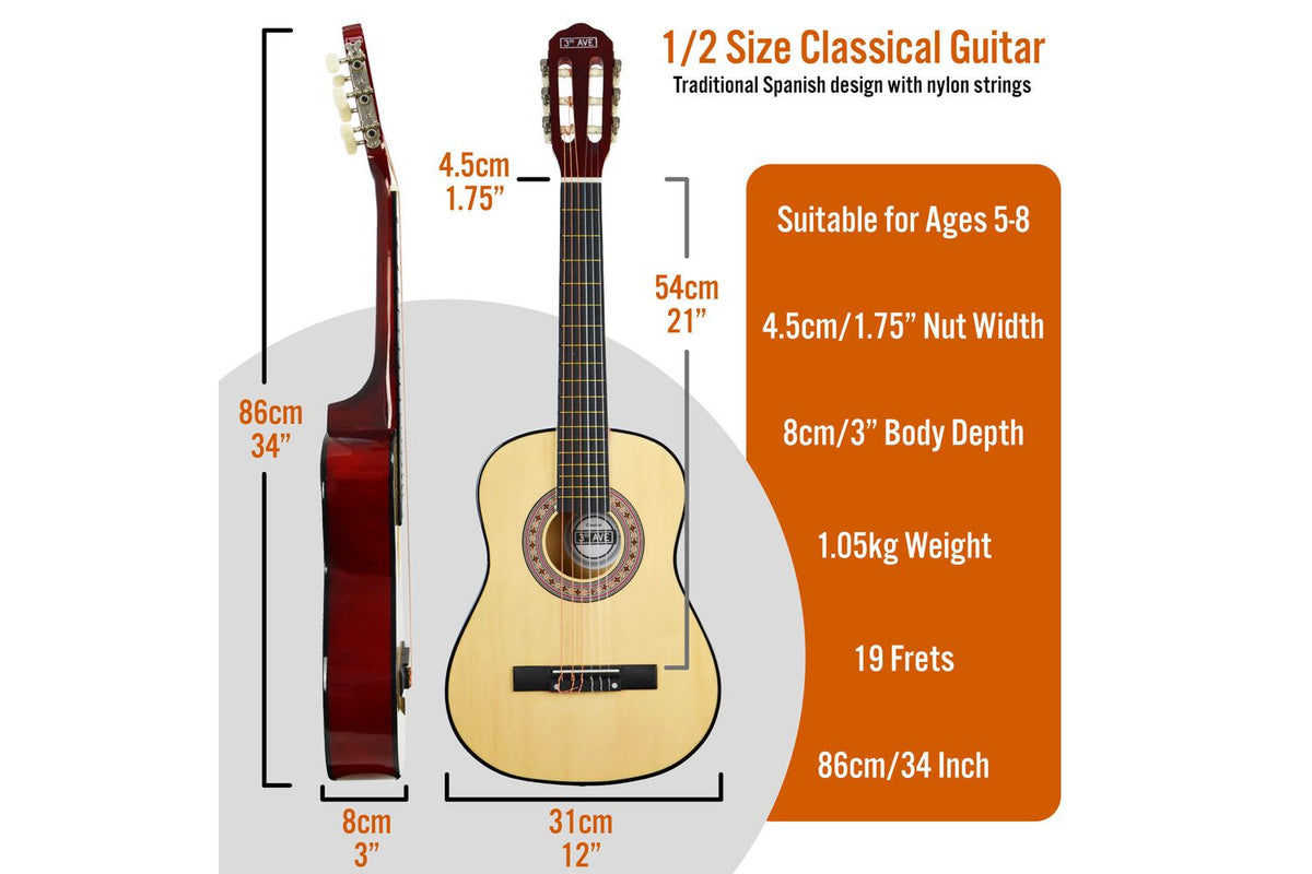 3rd Avenue 12 Size Classical Guitar Pack - Natural-2