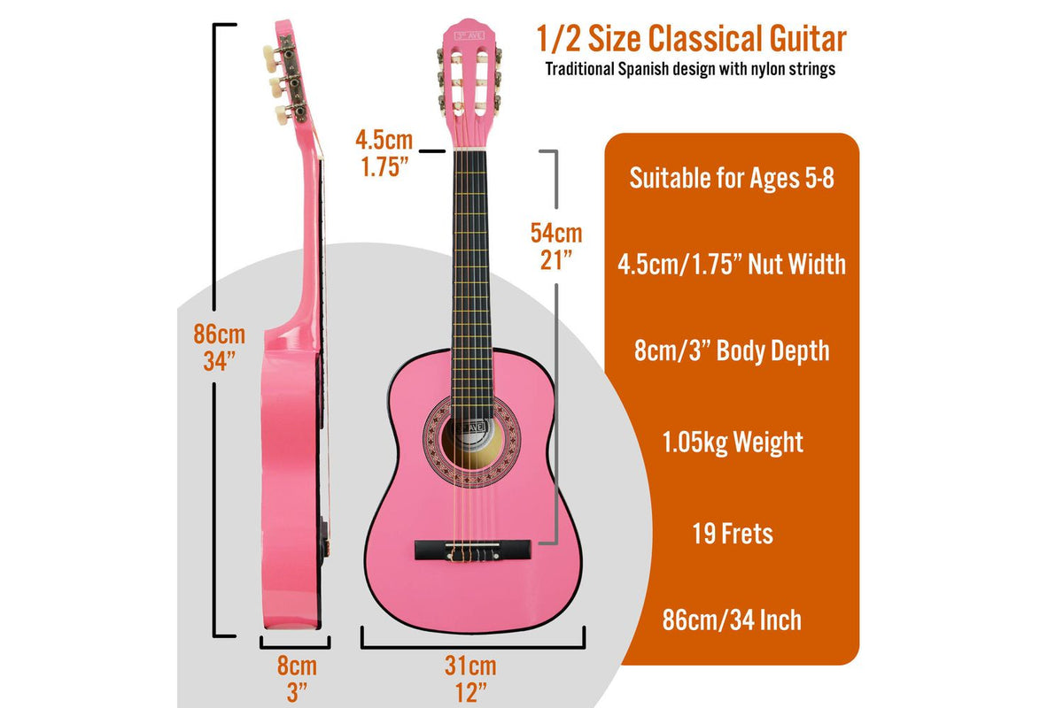 3rd Avenue 12 Size Classical Guitar Pack - Pink-2