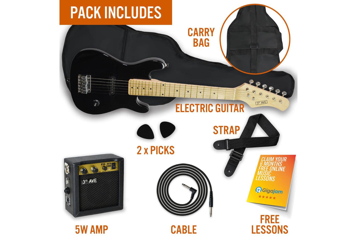 3rd Avenue Junior Electric Guitar Pack - Black-3