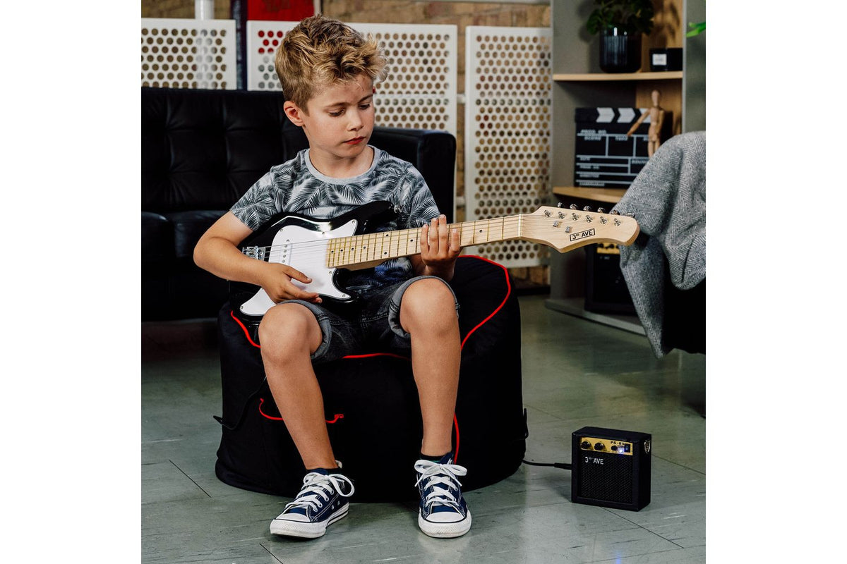 3rd Avenue Junior Electric Guitar Pack - Black And Whit-6
