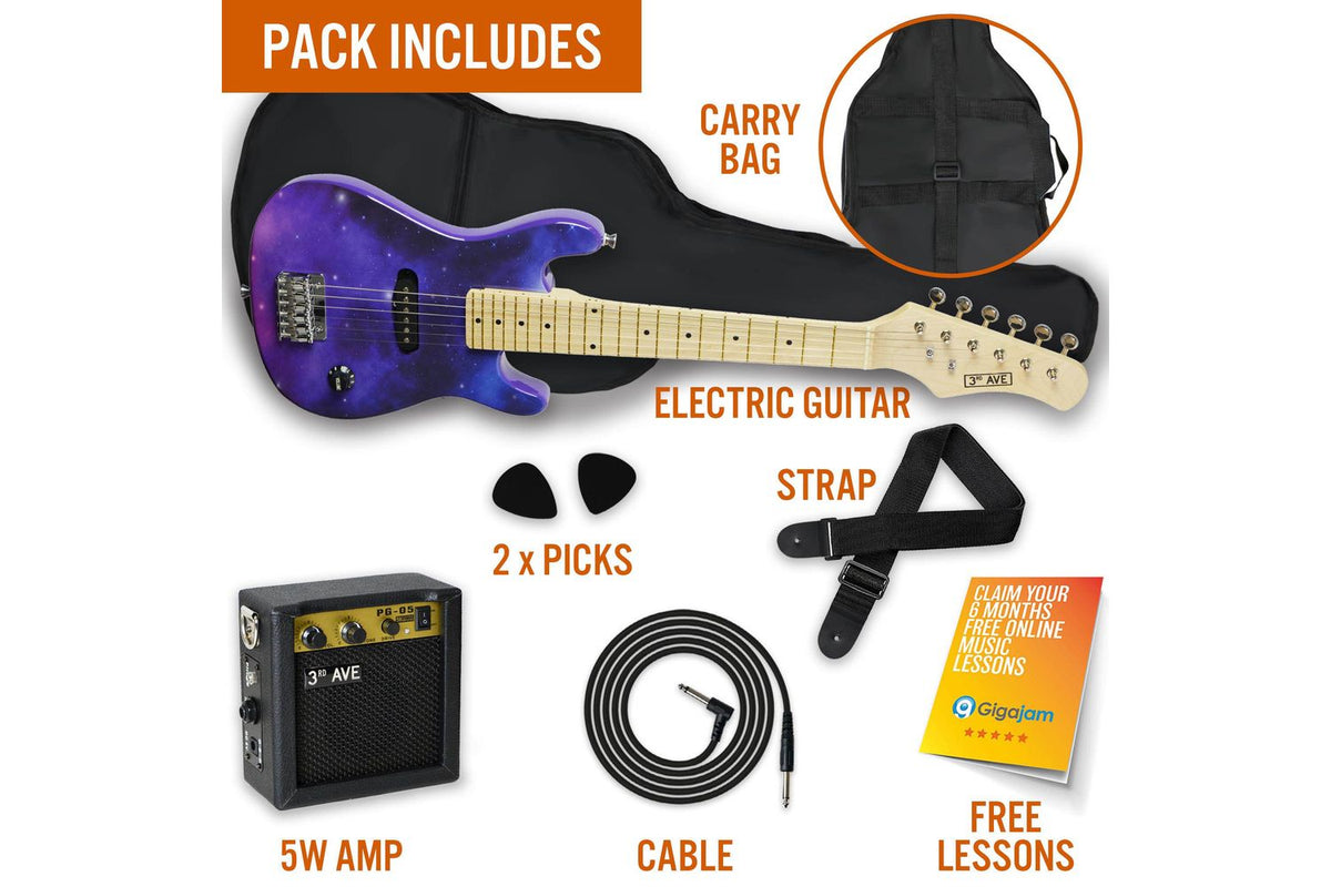 3rd Avenue Junior Electric Guitar Pack - Purple Galaxy-3