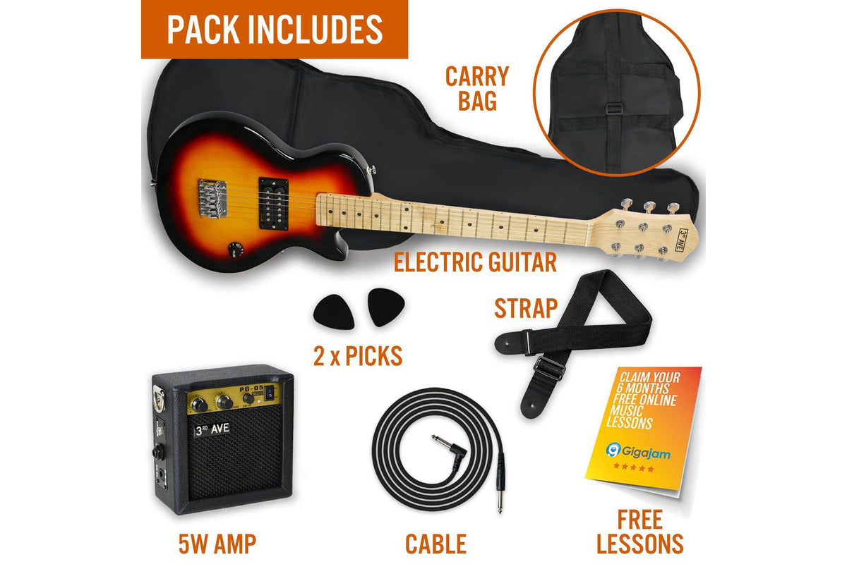 3rd Avenue Junior Electric Rock Guitar Pack - Sun-3