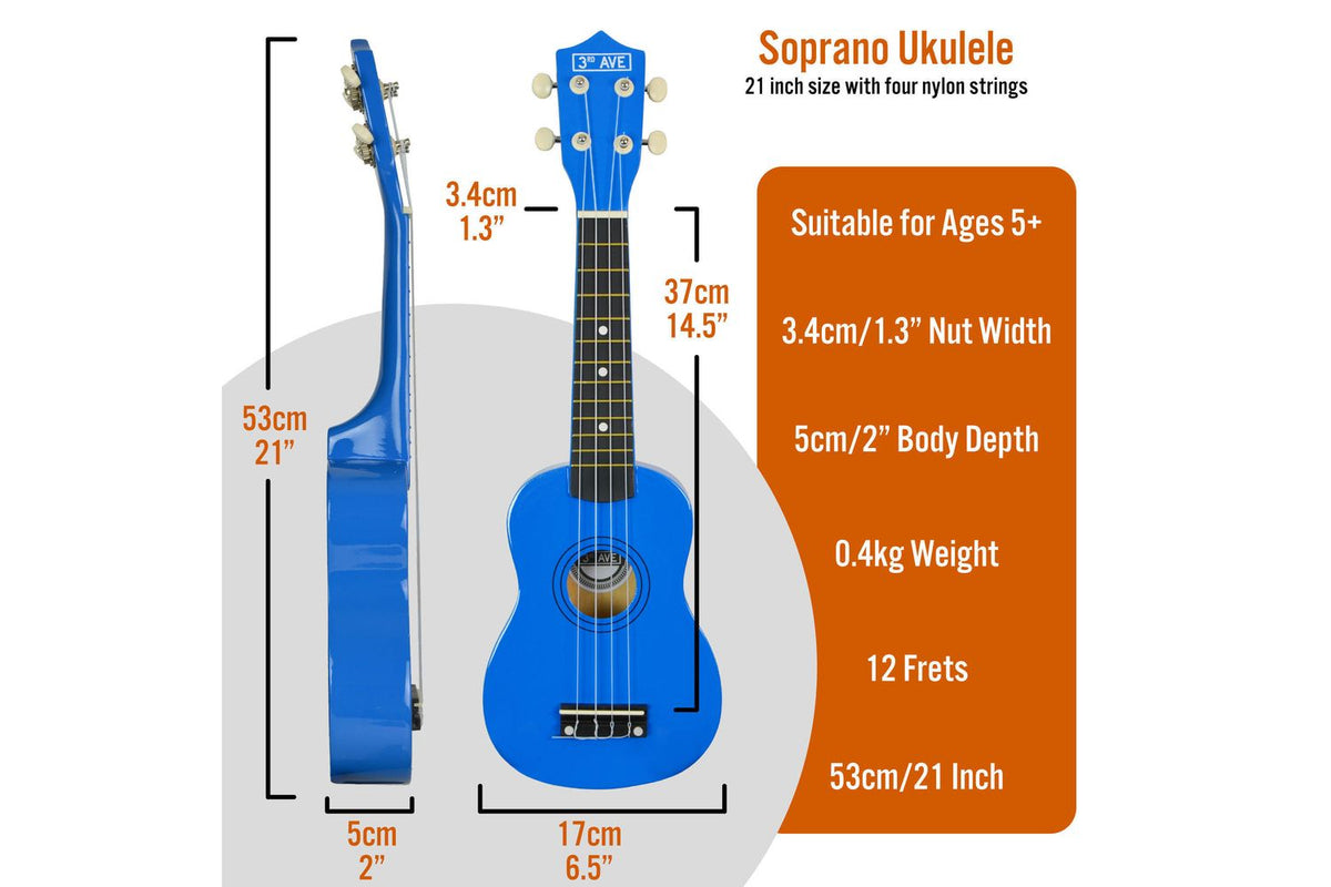 3rd Avenue Soprano Ukulele Pack - Blue-2