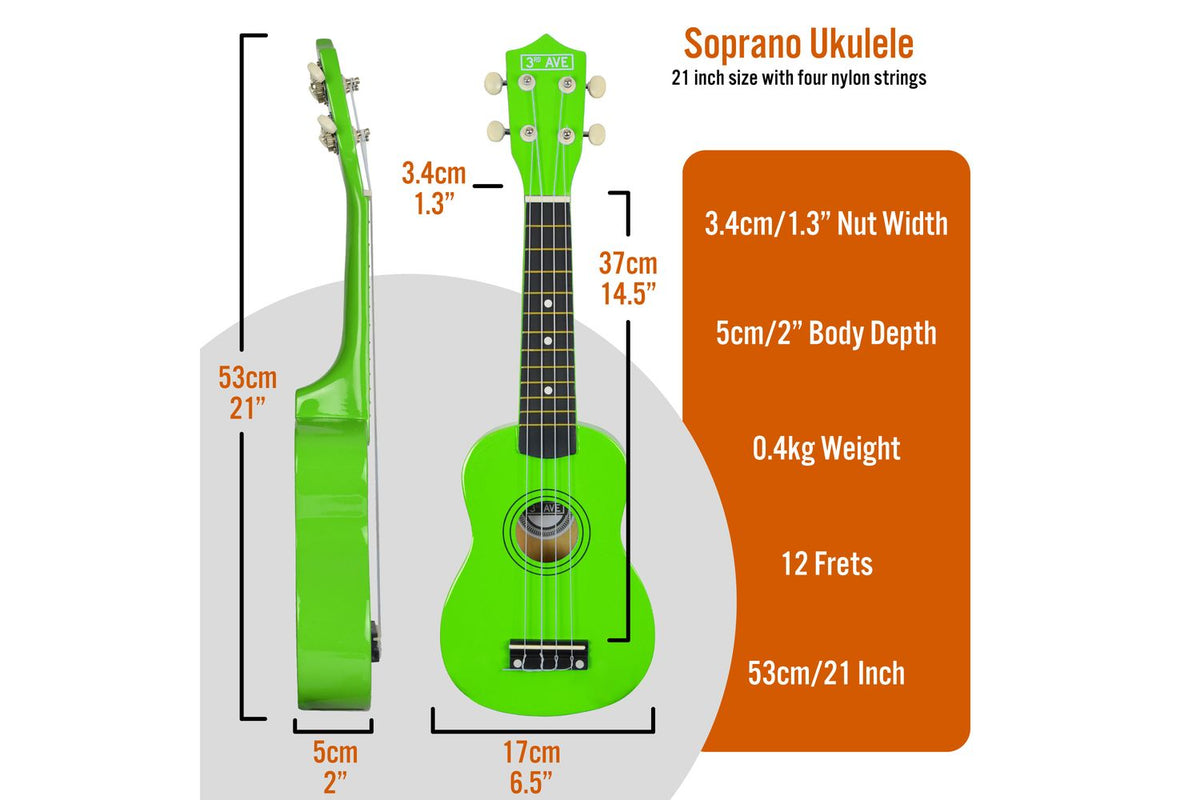 3rd Avenue Soprano Ukulele - Lime Green-2