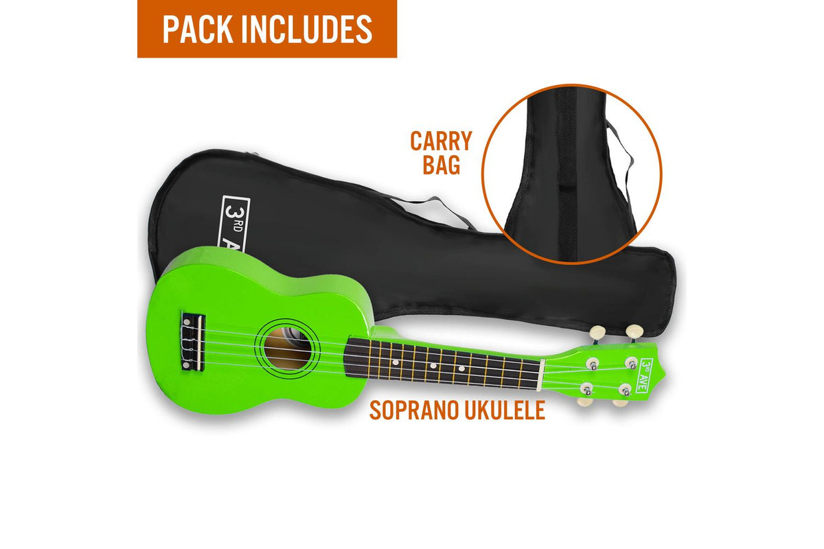 3rd Avenue Soprano Ukulele - Lime Green-3