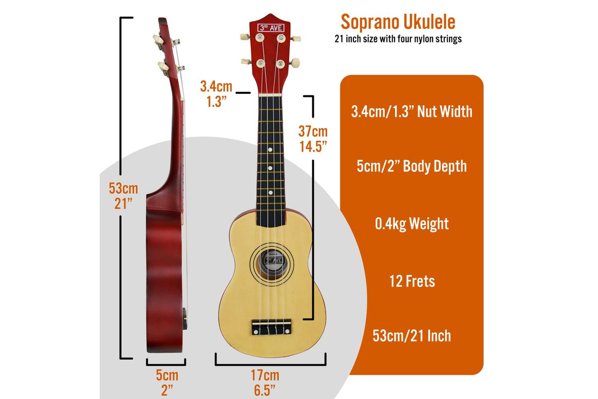 3rd Avenue Soprano Ukulele - Natural-2