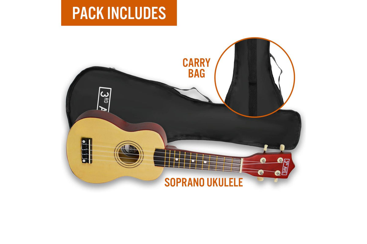 3rd Avenue Soprano Ukulele - Natural-3